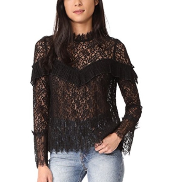 NWOT Saylor Mariella Pleated Lace Top - Picture 2 of 8